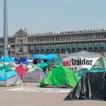 Frenaaa supporters' tents in the Mexico City zócalo.