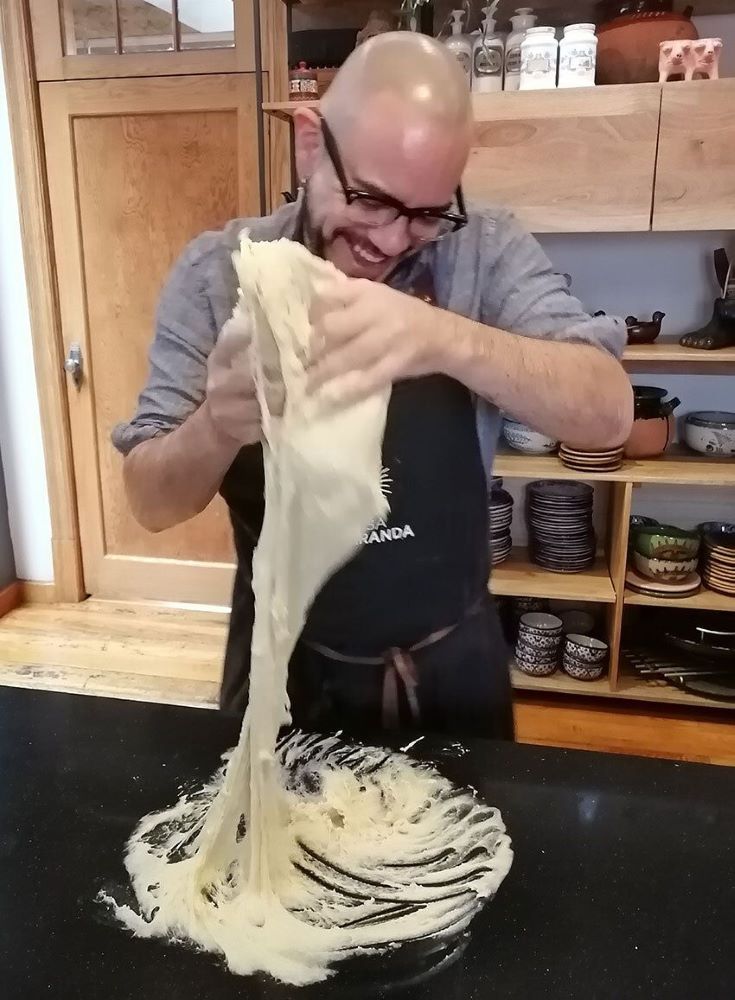 Making the dough for pan de muerto takes much of the day. It needs time to rest and to rise.