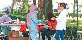 A Covid testing station in Mexico City.