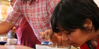 A coffee tasting event at Yuku Kafe in Oaxaca.