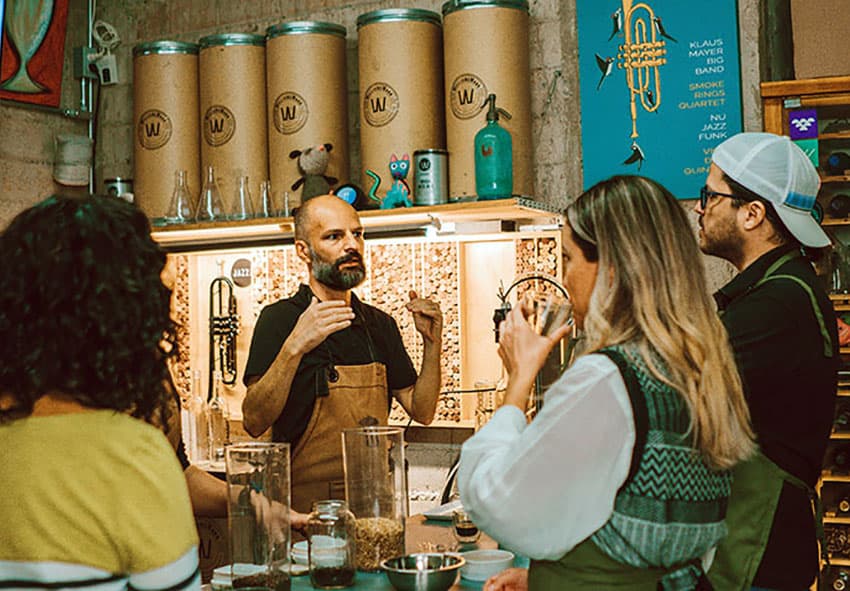 Michael Boudey conducts a beer-experience workshop.