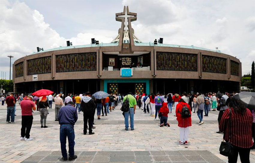 Pilgrims practice social distancing at the Basilica of Guadalupe.