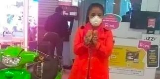 woman chained to bike