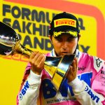 Pérez on the podium Sunday after his big win.