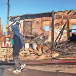 The remains of a home gutted by fire Thursday in Tijuana.