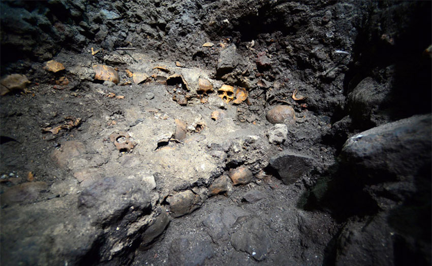 Skulls discovered in the Huei Tzompantli in what is now Mexico City.