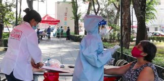 A Covid testing station in Mexico City.