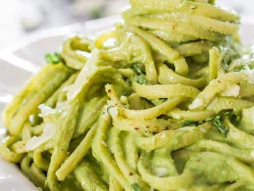 Avocado is the secret ingredient in this pasta dish.