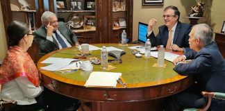 The president during a weekend meeting in Nuevo León