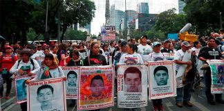 Families of the missing students and their supporters have been protesting for more than six years to press for justice in the case.