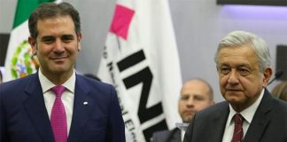 Elections institute chief Lorenzo Córdova and the president