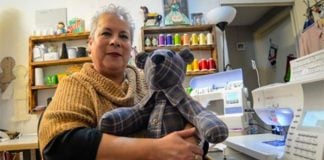 Guerrero and one of her teddy bears.