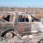 One of two vehicles in which the bodies were found last weekend in Tamaulipas.