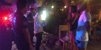 Local police at the scene of a party in Puerto Escondido.