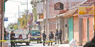 The murder scene in Juventino Rosas on Tuesday.