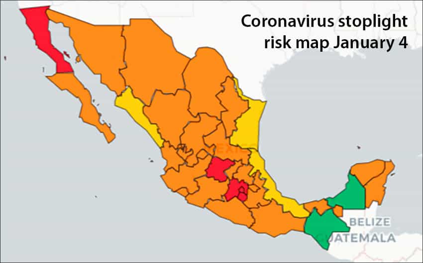 The new stoplight map adds Guanajuato and Morelos to the states at maximum risk.