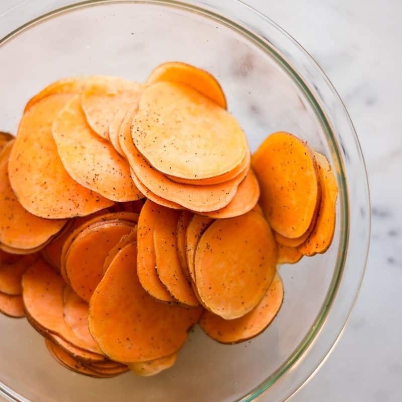 Use sliced sweet potatoes, not tortilla chips, for a different nachos dish.