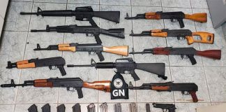 The National Guard seized these firearms while being smuggled into Mexico at Nogales, Sonora, last year.
