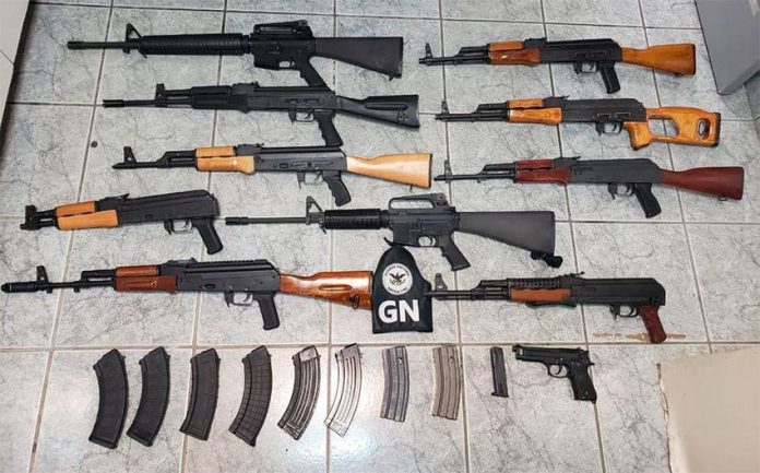 The National Guard seized these firearms while being smuggled into Mexico at Nogales, Sonora, last year.