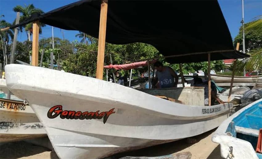 The boat on which Acapulco fishermen drifted for three weeks.