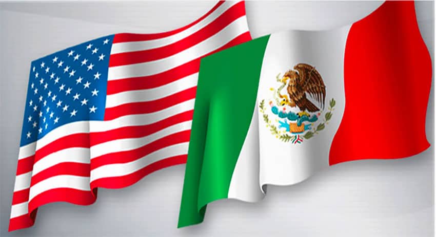 mexico and us flags