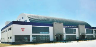 A military passenger terminal is part of the new air force base at Santa Lucía.