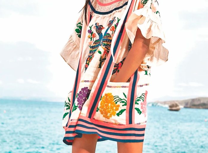 An outfit created by Zimmermann using indigenous designs from Oaxaca.