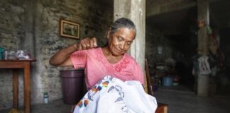Luisa Arroya Vicenta a Tenango embroiderer, is working with a Mexico City NGO on an internet sales initiative for Otomi and Nahua textile artisans.