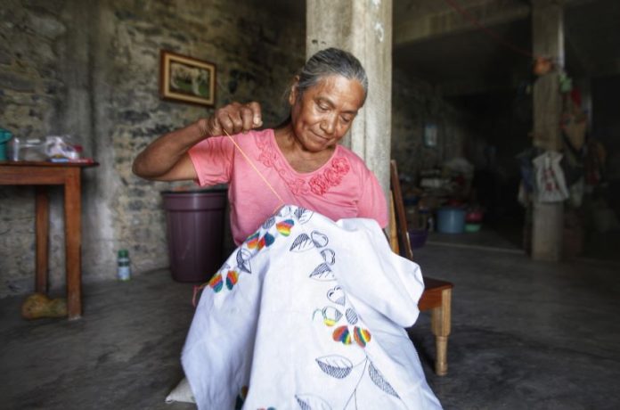Luisa Arroya Vicenta a Tenango embroiderer, is working with a Mexico City NGO on an internet sales initiative for Otomi and Nahua textile artisans.