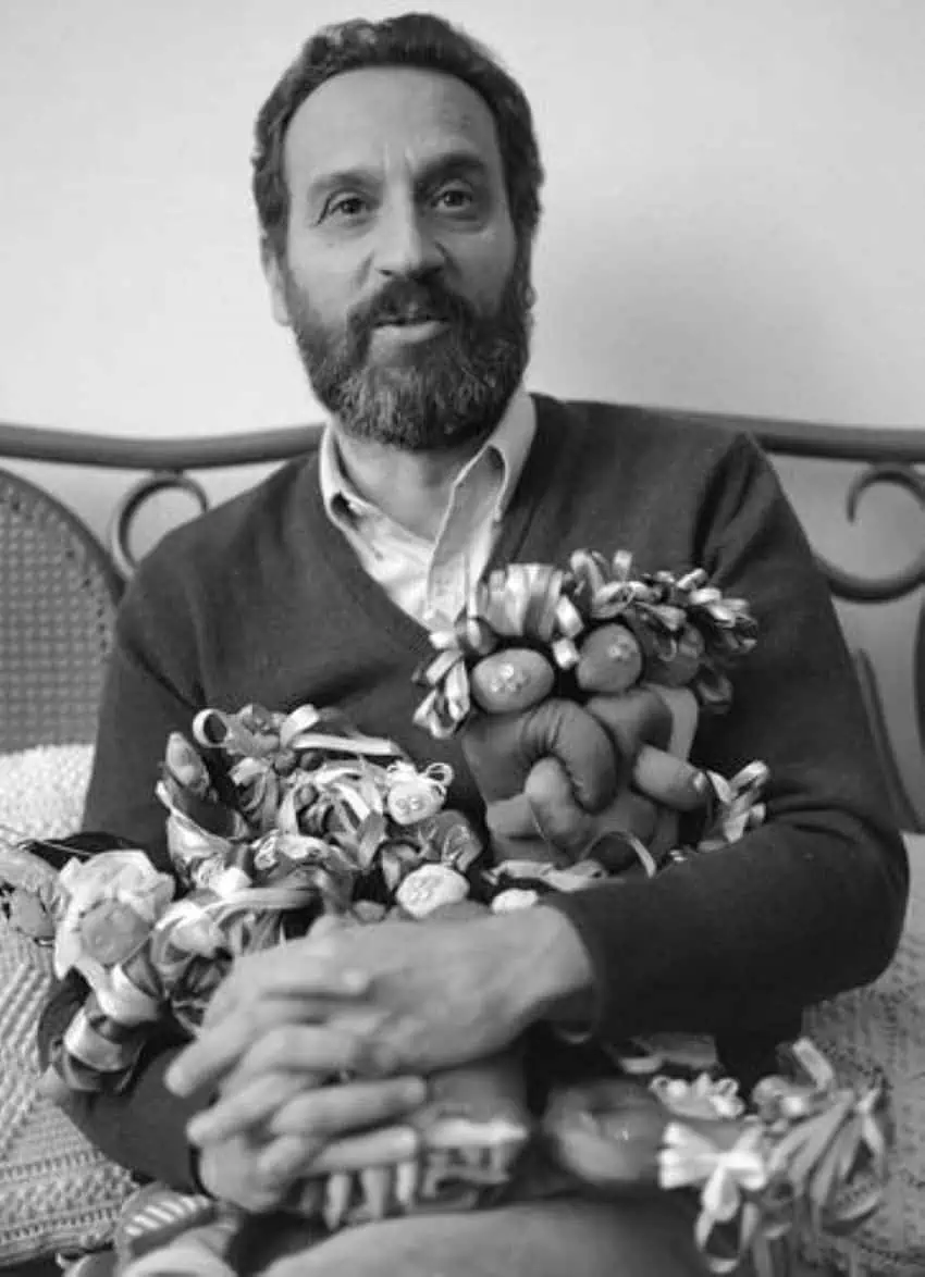 Vicente Rojo with some of the 1985 earthquake dolls.