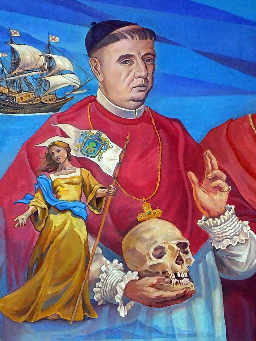 Detail with Beatriz Hernández, who influenced the founding of Guadalajara in its present site. Behind her is Antonio Alcalde, diocese bishop in the 1700s.
