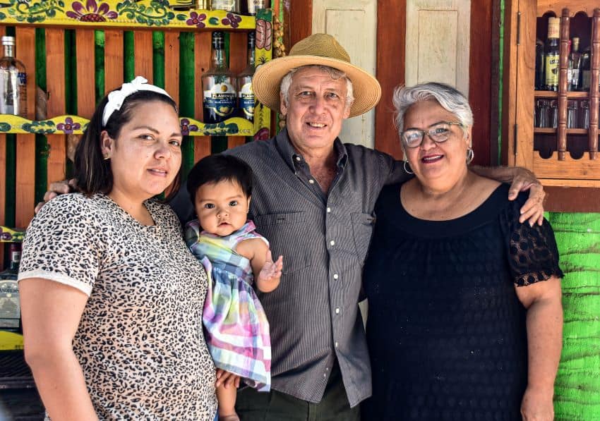 Jesús Espino, the Coconut Museum’s founder, with his wife and daughter.