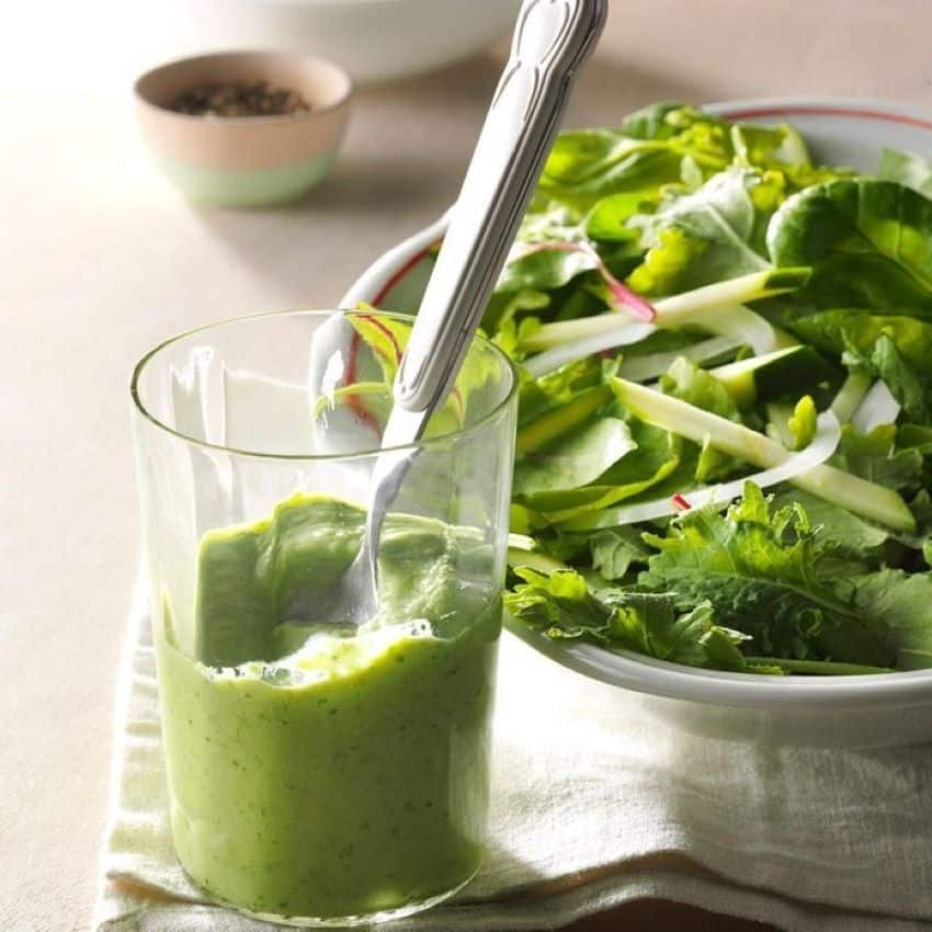 Need a quick salad topper? This green dressing can be whipped up in no time.