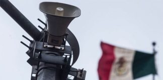 One of thousands of speakers that emit earthquake alarms in Mexico City.