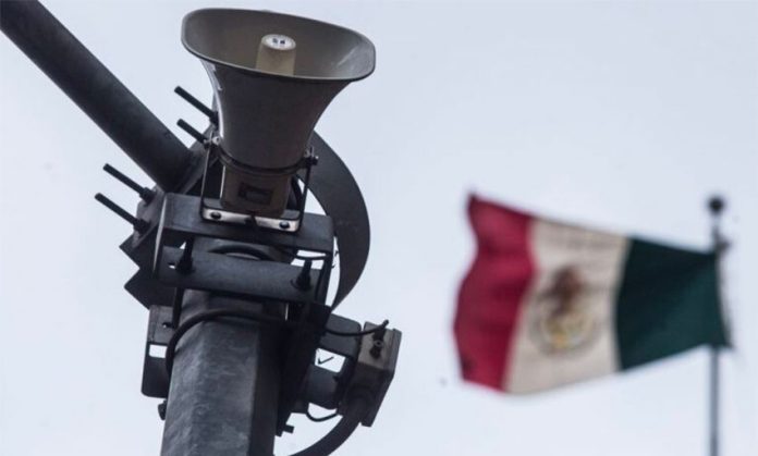 One of thousands of speakers that emit earthquake alarms in Mexico City.