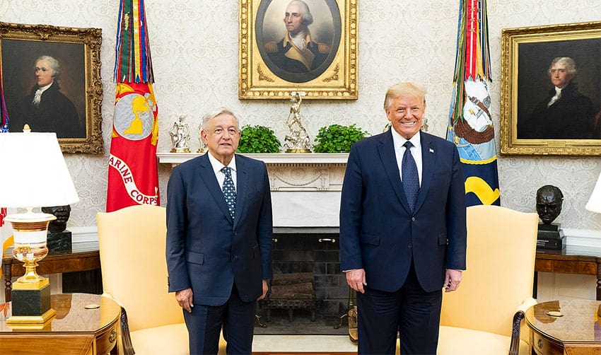 López Obrador and Trump in the White House last year.