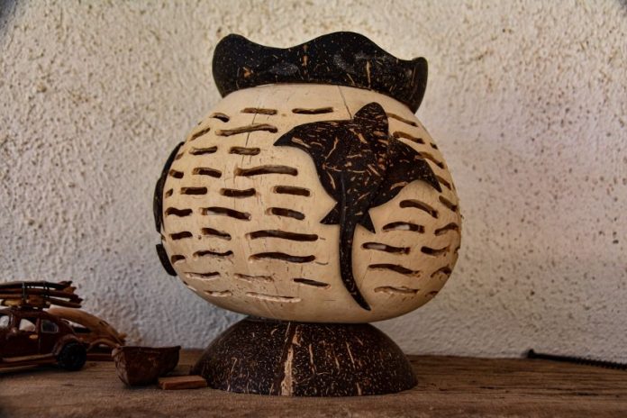 An example of artisan work made from coconut that's sold at the museum.