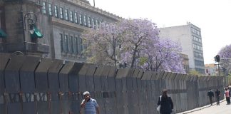 Barriers around the National Palace in Mexico City