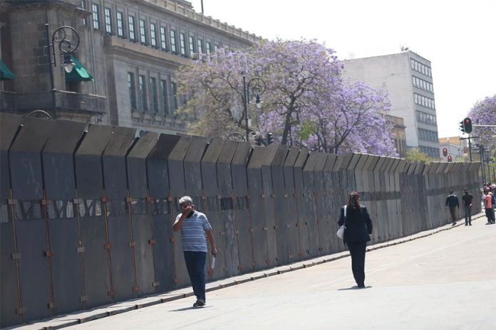 Barriers around the National Palace in Mexico City