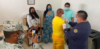 One of five inmates vaccinated in Cozumel.