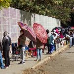 A Covid vaccination lineup in Oaxaca city.