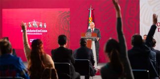 The president fields reporters' questions at the daily press conference.