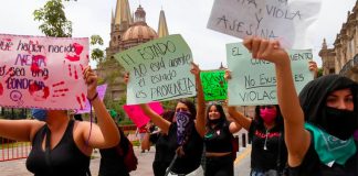 Women march in Guadalajara last year.