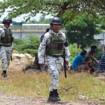 Members of the National Guard patrol the southern border with Guatemala.