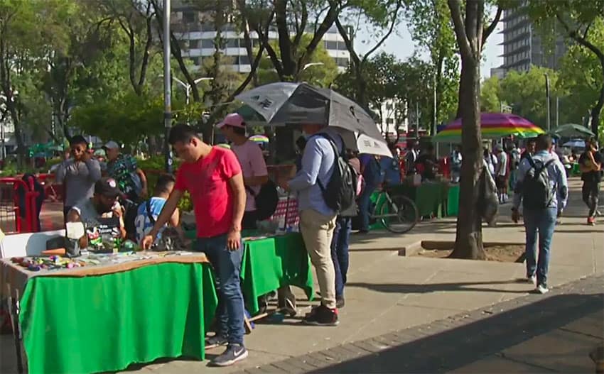 Vendors sell marijuana-related products at a market outside the Senate.