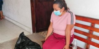 The victim's mother at a prosecutor's office in Veracruz