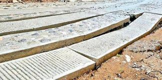 Damage to one of the new roads in Oaxaca.