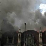A fire at the Santa Veracruz church last August.