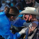 A senior citizen gets a jab in Tonalá, Jalisco, this week.