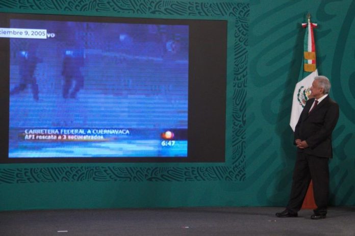 AMLO dedicated some of his morning press conference to showing old news footage of a 2005 televised arrest that turned out to be restaged by police for the Televisa news network.